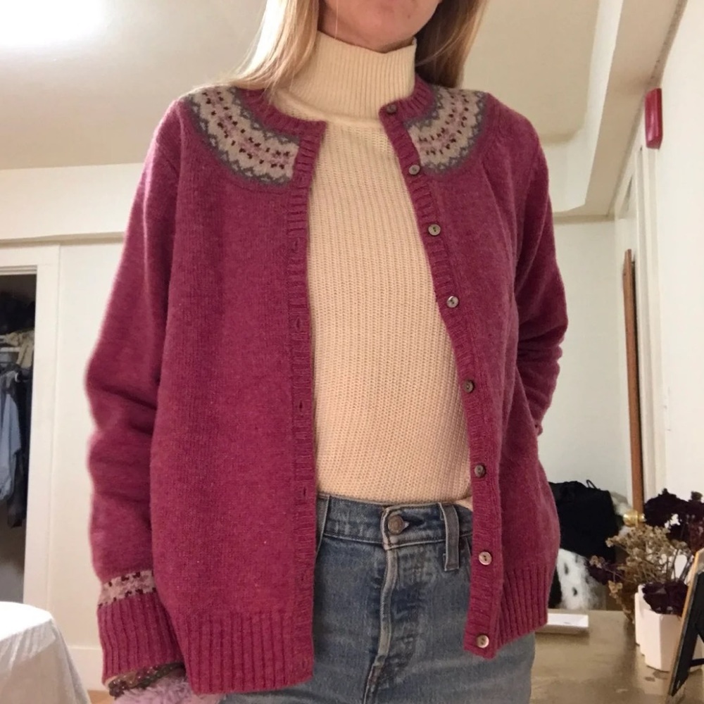 Vintage cottagecore L.L. Bean Nordic wool sweater cardigan